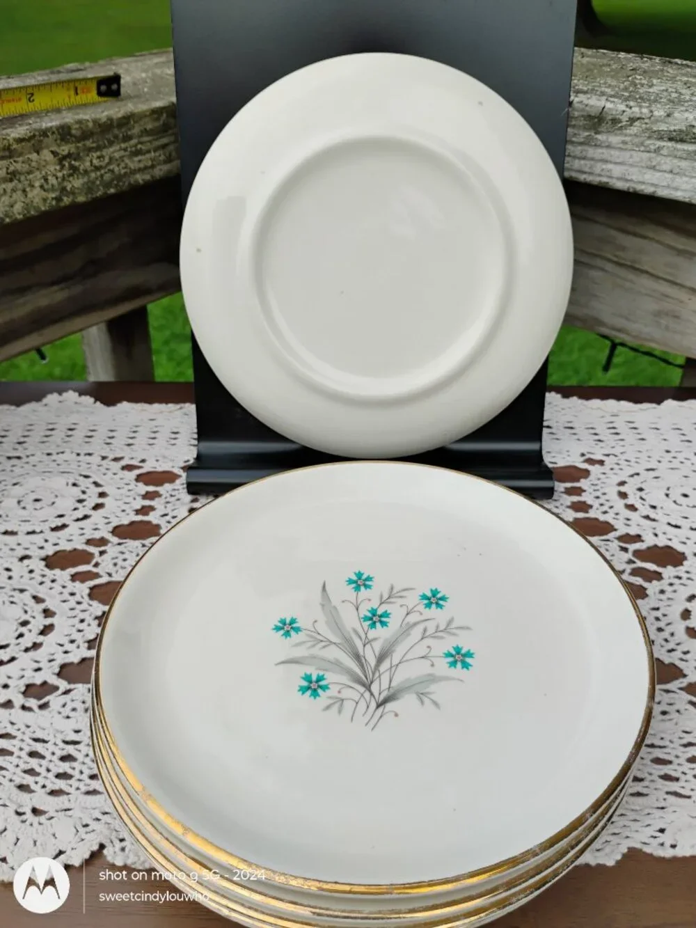 Scio Pottery Company Lot of 5 salad or bread plates Hampton Pattern circa 1960s